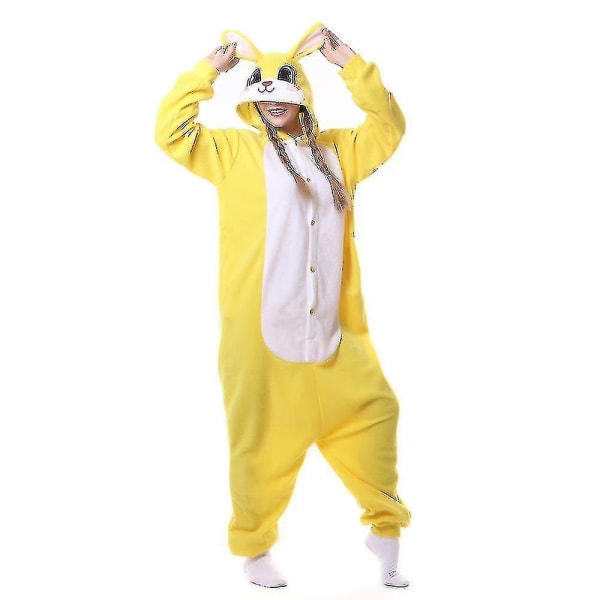 Hksng Kigurumi Djur Vuxna Katt Björn Haj Onesies Pyjamas Tvättbjörn Kostymer Drake Jumpsuit Jul Yellow Rabbit