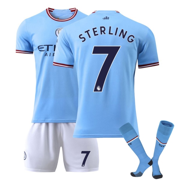 Manchester City Hem De Bruyne Barn Vuxna Fotbollströja Kostym DE BRUYNE 17 L (175-180cm) STERLIN 7 XS (160-165cm)