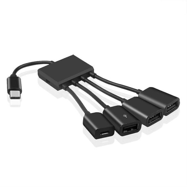 Flera OTG 4-portar Typ-C USB Power Charging Hub Kabelkontakt Adapter USB 3.1 Typ C Hub till 4
