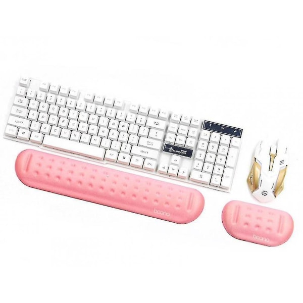 Tangentbord handledsstödsdyna, mus handledskudde stöd för kontor, dator, bärbar dator (rosa)