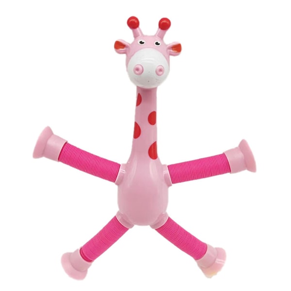 Teleskopisk sugkopp giraff leksak stretching leksak yellow pink