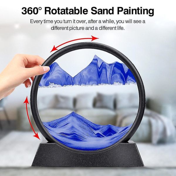 Rörlig sandkonstbild Runt glas 3d timglas Djuphavssandlandskap i rörelse Display Flödande sand F