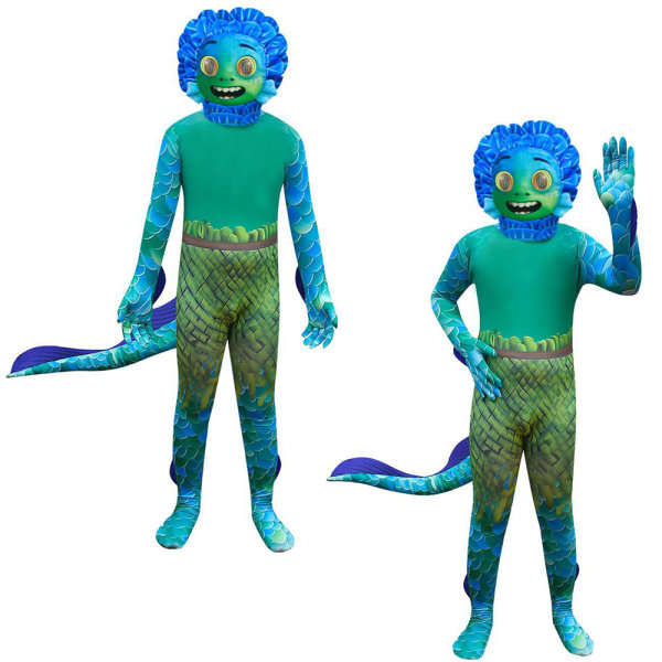 Ocean Monster kostym pojke Halloween Cosplay Jumpsuit Set 160cm 160cm