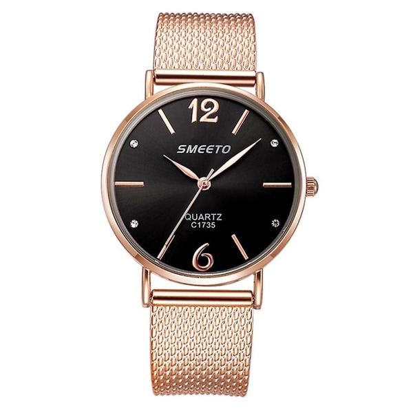 SMEETO Casual Style kvinnor Quartz Watch Mode Urtavla Rostfritt stål Armband Damer