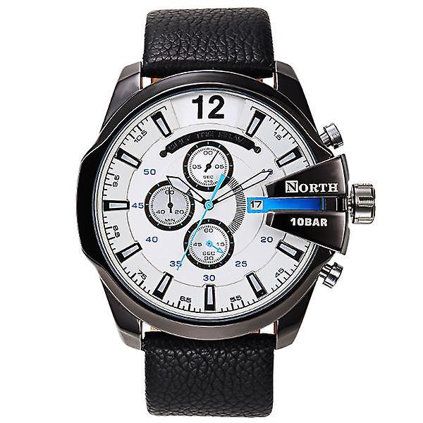 NORTH 6002 Mode Män Quartz Watch Lyx Lysande Datum Display Läderrem