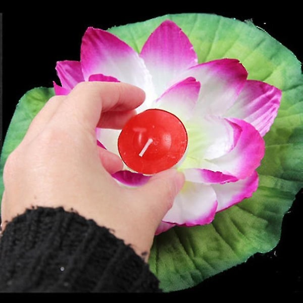 10st Multicolor Silk Lotus Lantern Light Floating Candles Dekorationer