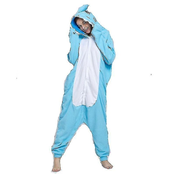 Hksng Kigurumi Djur Vuxna Katt Björn Haj Onesies Pyjamas Tvättbjörn Kostymer Drake Jumpsuit Jul Light Blue Shark