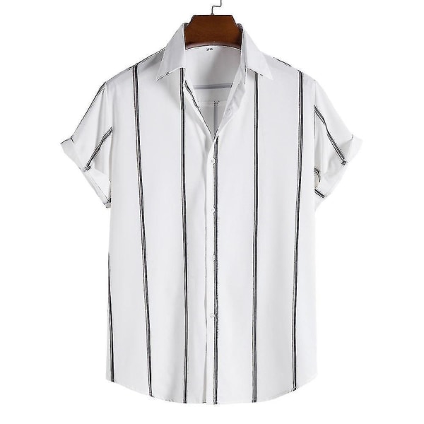 Print sommarskjortor med randigt tryck under semestern White