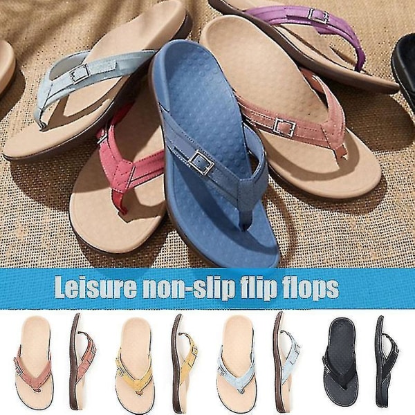 Stringsandaler med spänne Kvinnor Casual Non-slip Flip-flop Beach Sandal