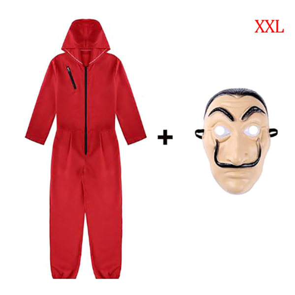 Halloween Cosplay Kostym Bodysuit Jumpsuit Outfit med mask S XXL