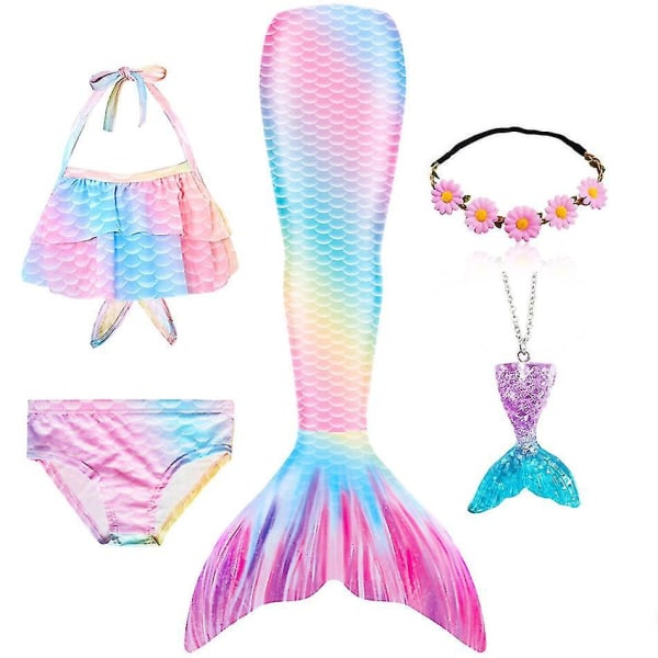 Baddräkt för flickor Mermaid Tails Beach Baddräkt Kostymer med Monofins Bikini Simning Cosplay Littl Package222