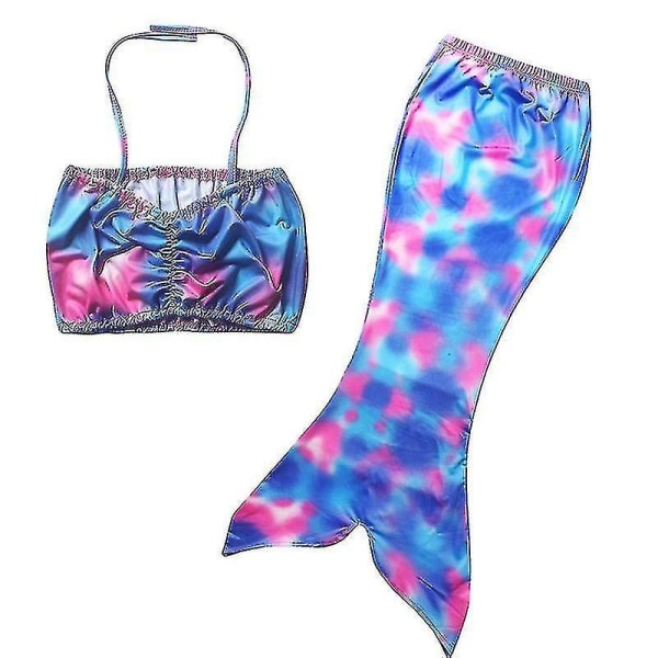 Kids Girl Mermaid Tail Bikini Set Beachwear Simning Badkläder Baddräkt Blue Pink