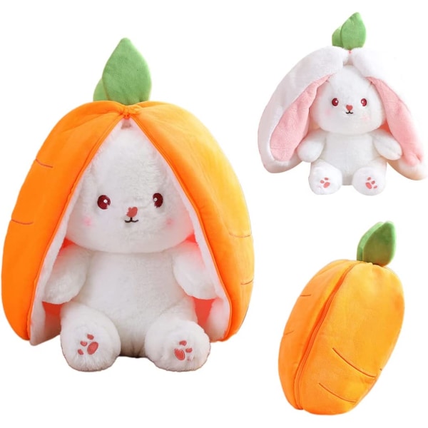 Xishao Bunny Plysch Söt Jordgubbskanin Gosedjur, Lop Eared Kanin Plysch med Strawberry Outfit Kostym, 13,7" Strawberry Rabbit 13.7 inch Carrot Rabbit 10 inch