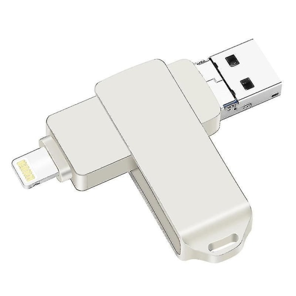 S31 3 in 1 16 GB Micro USB 2.0 + USB-C / Type-C + 8-stifts gränssnitt Metal Twister Flash Disk (silver)