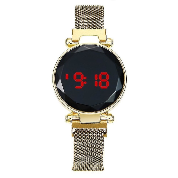 Business Rund Led Armbandsur för Kvinnor Touch Screen Legering elektronisk watch Gold