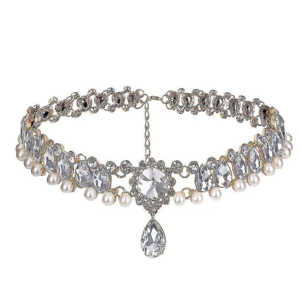 Kort kvinnor halsband legering diamant pärl hänge för utställning
