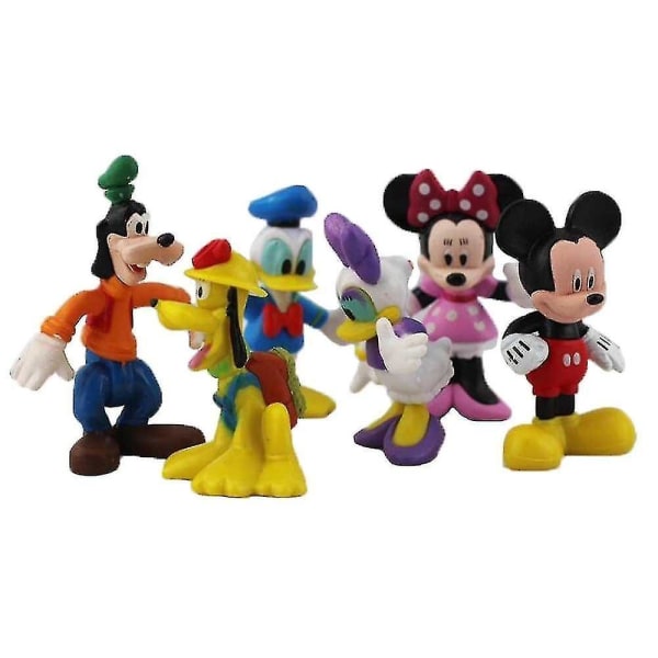 6st/lot Disney figurleksak Musse Pigg Minnie Mouse Donald Daisy Duck Pluto Långben Pvc Actionfigur