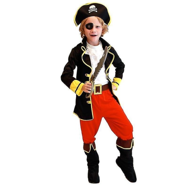 Halloween Barn Pojkar Pirat Med Hatt Kostym Cosplay Set För Barn Upp|