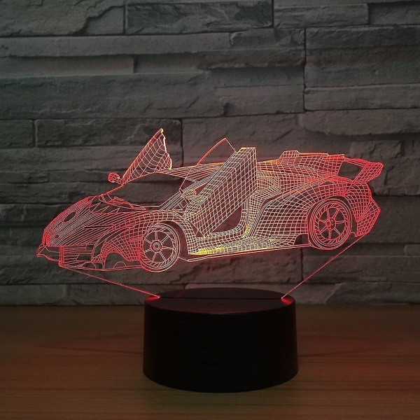 Den coola sport-/löparbilen 3d nattlampa, 7 färger som ändrar optisk illusion Smart Touch-bord