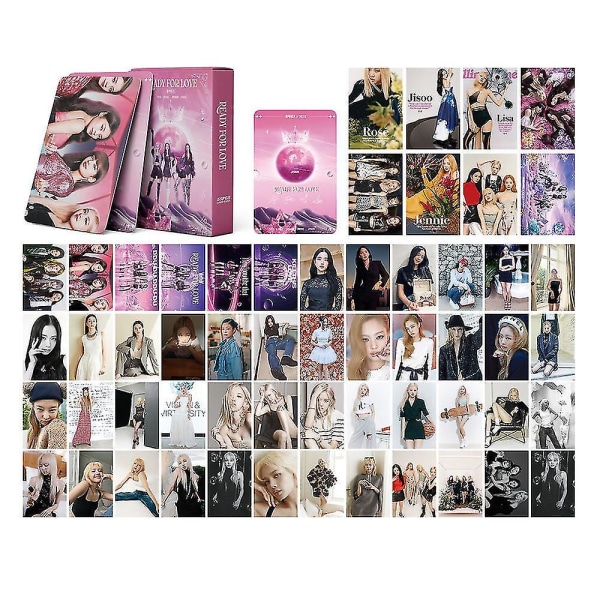 Kpop svart rosa fotokort 55 st Blackpink Lomo-kort för fans Present