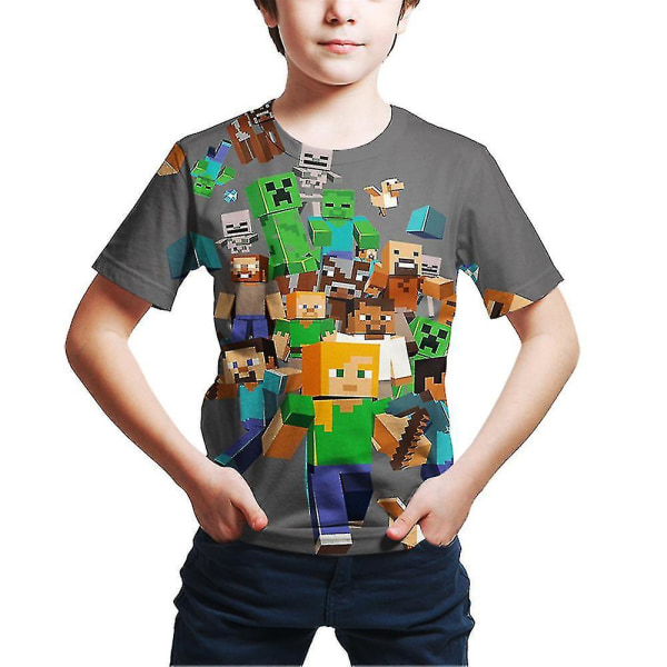 Minecraft Game Printed kortärmad T-shirt för barn B