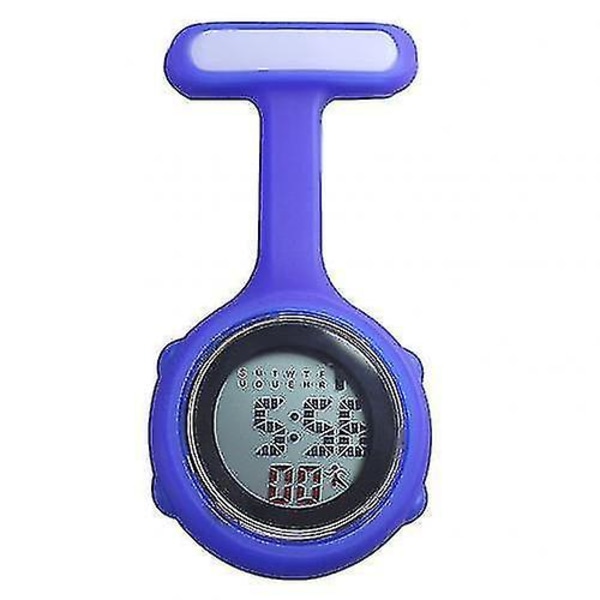 Digital display urtavla för damer Sjuksköterska Brosch Pin Häng elektrisk watch（Blå）