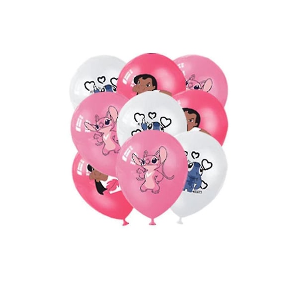 Pink Stitch Tema Party Dekoration Ballonger Banner Cake Topper Set