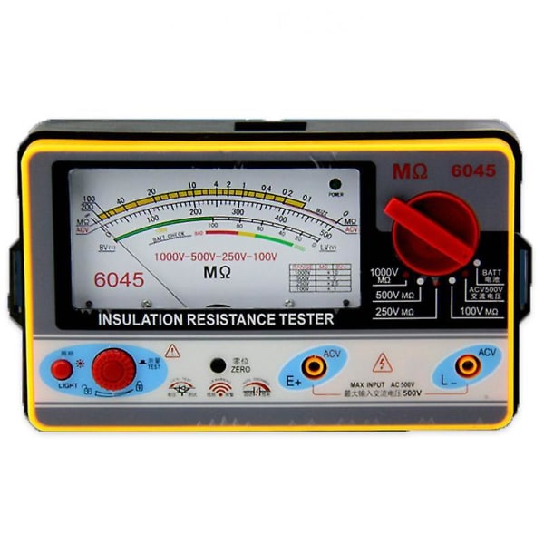 TY6045 Resistanstestare 100V-250V-500V-1000V Isoleringspekare Resistansmätare Analog isolering