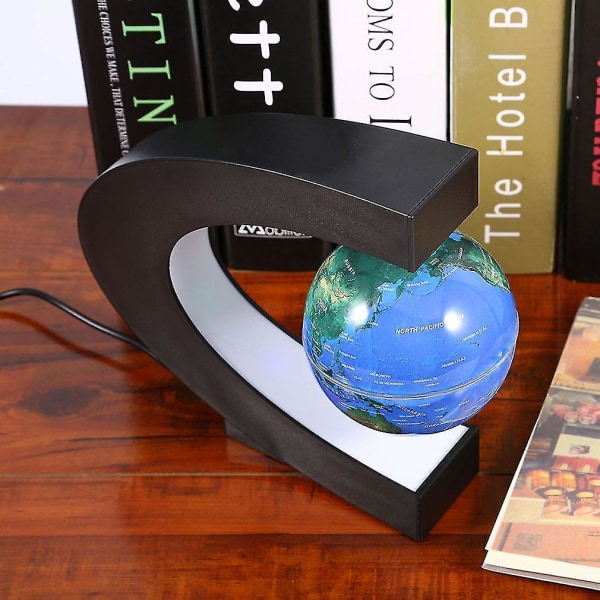 C Shape Led världskarta Floating Globe Tellurion Magnetisk Levitationsljus