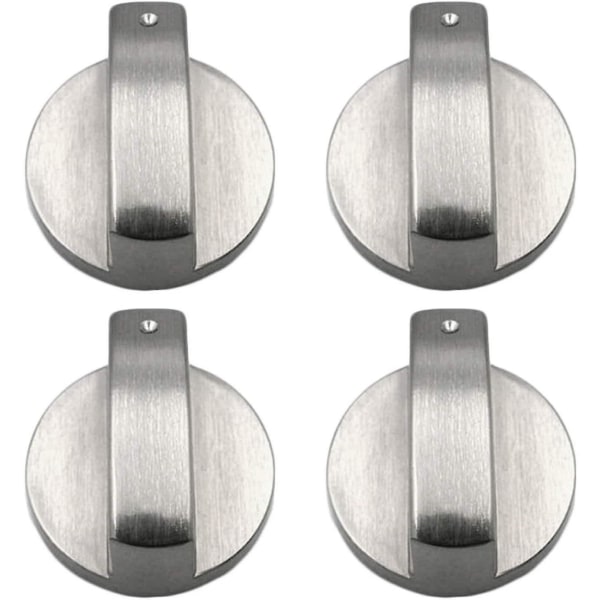 Gasspisknoppar, 4 delar, metall, 6 mm, silverfärgade, justeringsknappar för gasspis eller ugn