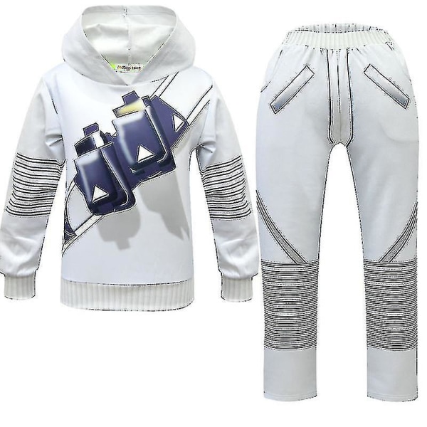 Barn Marshmallow Cosplay kostym Halloween festklänning Set Sweatshirt Byxor Huvudbonader 5-6 Years 5-6 Years