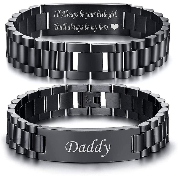 Maskulint watch i rostfritt stål länkarmband Personlig graverad pappa smycken present till män Da