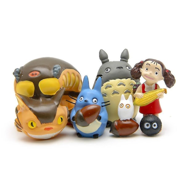 6 st Hayao Miyazaki Totoro Figurleksak för flickor i kastanj