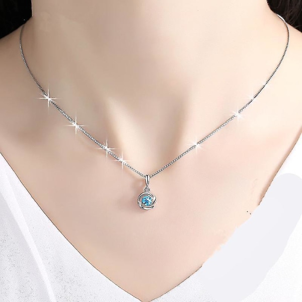 Naturligt blått kristallhänge hona S925 Sterling Sliver Halsband Colgante Safir Smycken Bizuteri