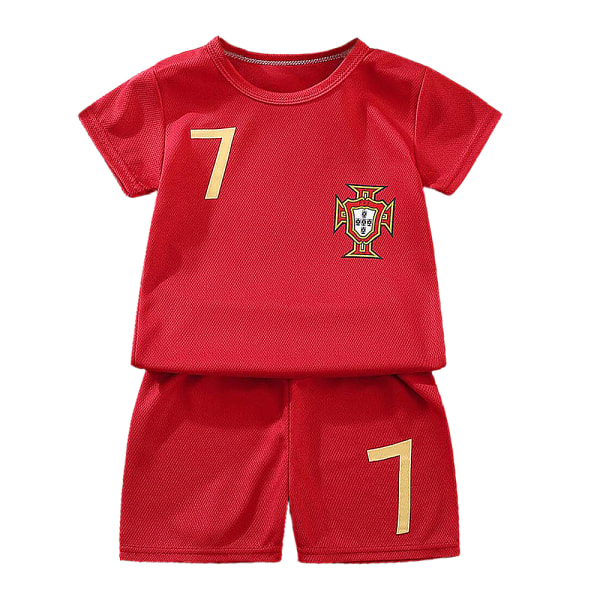 Fotbollströja för barn med kortärmade shorts Quick Dry Mesh dräkt Red & Blue 120cm