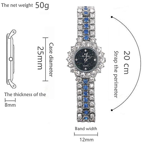 Damklänning Watch Luxury Quartz Small Face Diamond Shining Bling Watches Silver Analog Watch For Wo