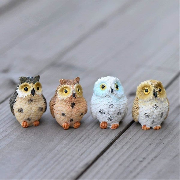 4 st Resin Mini Owls, Miniatyrfigurer, Fairy Garden Accessoarer, Fairy Garden Supplies, Fairy Ga