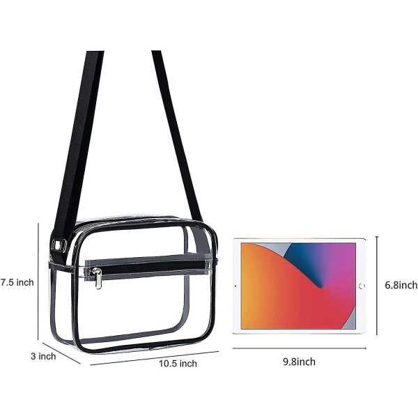 Genomskinlig Crossbody Messenger Axelväska Stadium Godkänd, Transparent Handväska Lämplig