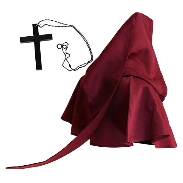 Halloween religiös mantel Cosplay kostymer Häxkåpa hatt för kors halsband Set Dark brown Crimson