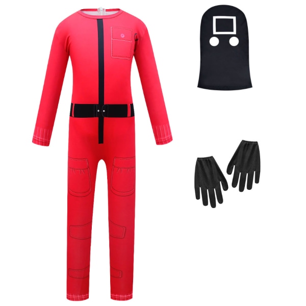 Barn Unisex Squid Game Jumpsuit Party Cosplay Kostym Outfit Round shape 130cm Square 140cm