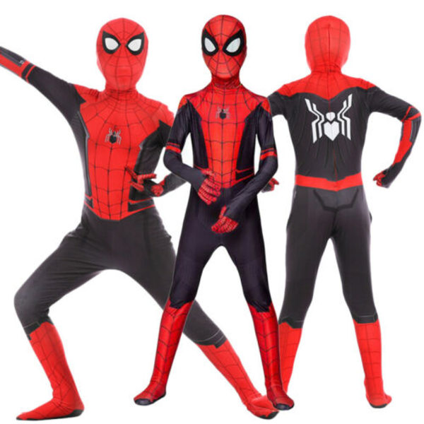 Pojkar: Far From Home Spiderman Zentai Cosplay Suit Outfit 110-120cm 100-110cm