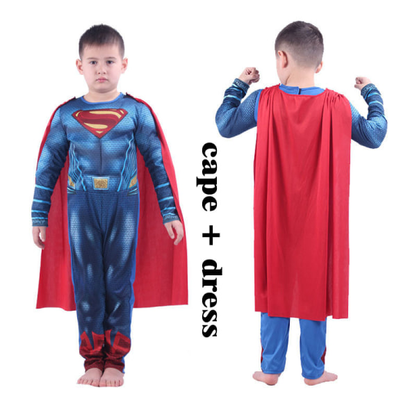 Barn Superman Rollspel COSPLAY Scenföreställningskostym, föreställningsdräkt, Halloween, fest XL L