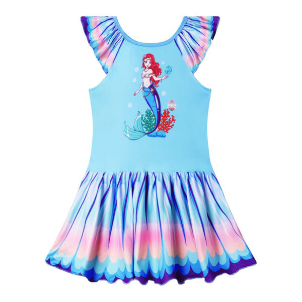 Girl's Carnival Mermaid Princess Dress Cosplay Party Kostym blue 130cm blue 120cm