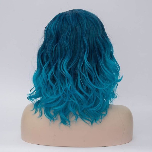 Kort Curly Bob Wavy Cruellas Peruker För Kvinnor Cosplay Kostym Halloween Svartvit Peruk För Dam