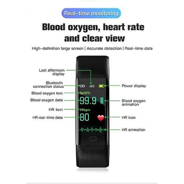 Smart Watch Fitness Tracker Armband för kroppstemperatur Watch Smart Sports Armband