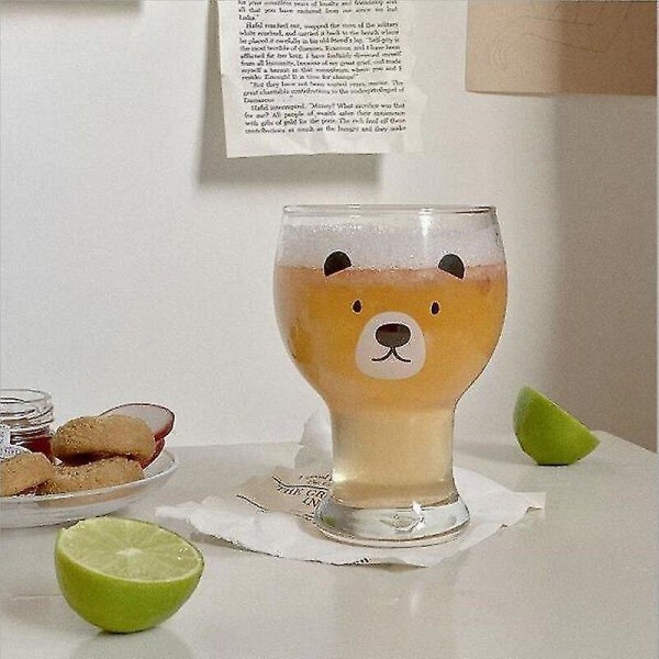 Söt Bear Beer Glass Mugg Transparent Juice Cola Glas Cup Vinglas för bröllop (transparent)