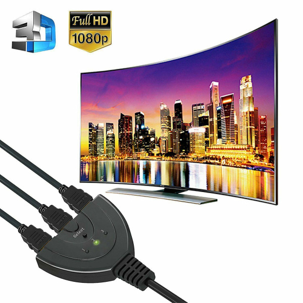3 Port HDMI Switch Adapter AV Switcher Selector Converter Splitter Hub Kabel för HDTV 1080P Xbox