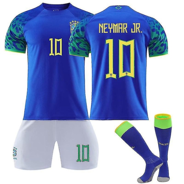 Neymar Jr #10 Fotbollssatser för barn Fotbollströja Träningströja kostym 22/23 Paris Brazil Away 2XL