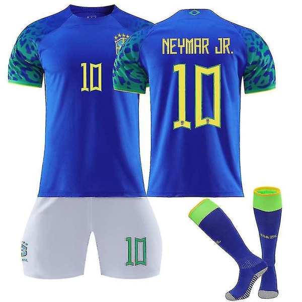 Neymar Jr #10 Fotbollssatser för barn Fotbollströja Träningströja kostym 22/23 Paris Brazil Away S