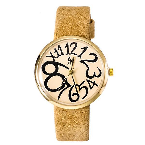 Mode Vintage kvinnor Big Number Round Dial PU Quartz Watch